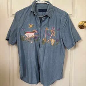 Vintage Denim Short-Sleeve Gardening Shirt